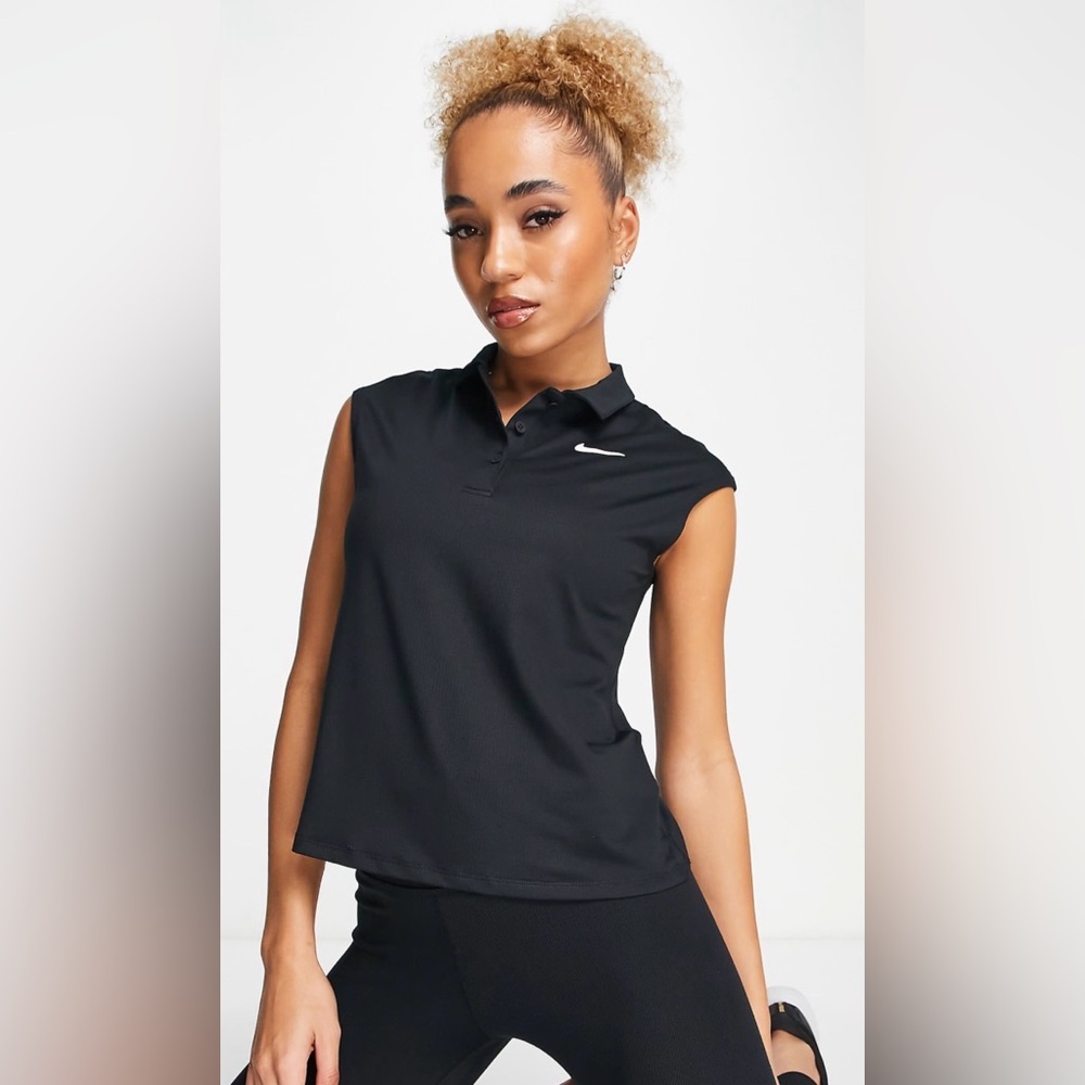 Nike Sleeveless Polo Top | Size Small | Black Dri-FIT | Athletic & Sleek